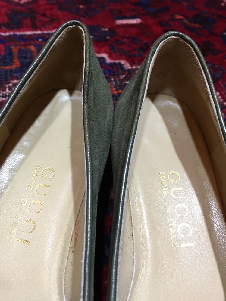 新品未使用GUCCI SUEDE LEATHER HORSE BIT PUMPS MADE IN ITALY/グッチスウェードレザーホースビットヒールパンプス 5 B_画像9