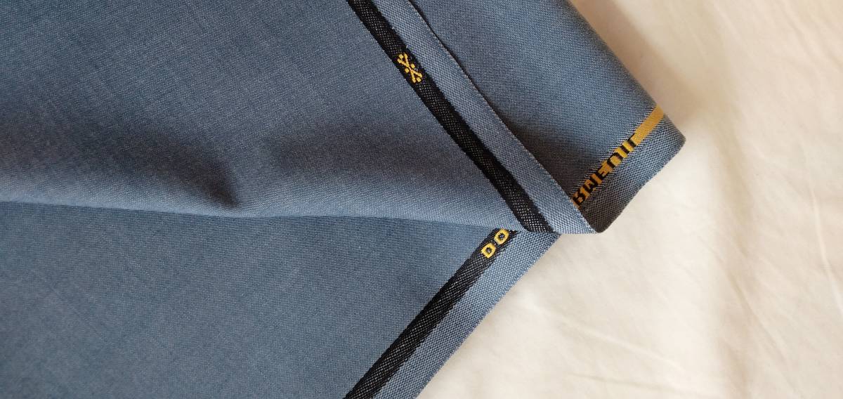  Vintage .. summer thing suit cloth light blue series navy blue undecorated fabric 2M90do-meru company gentleman clothes ground Britain made 102