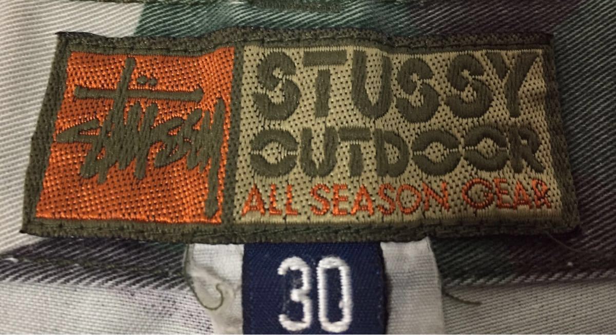 90s レア 限定 STUSSY OUTDOOR LTD ステューシー アウトドア 98年製 迷彩 カモ カーゴ ハーフパンツ ショーツ エディション w30 ビンテージの画像4