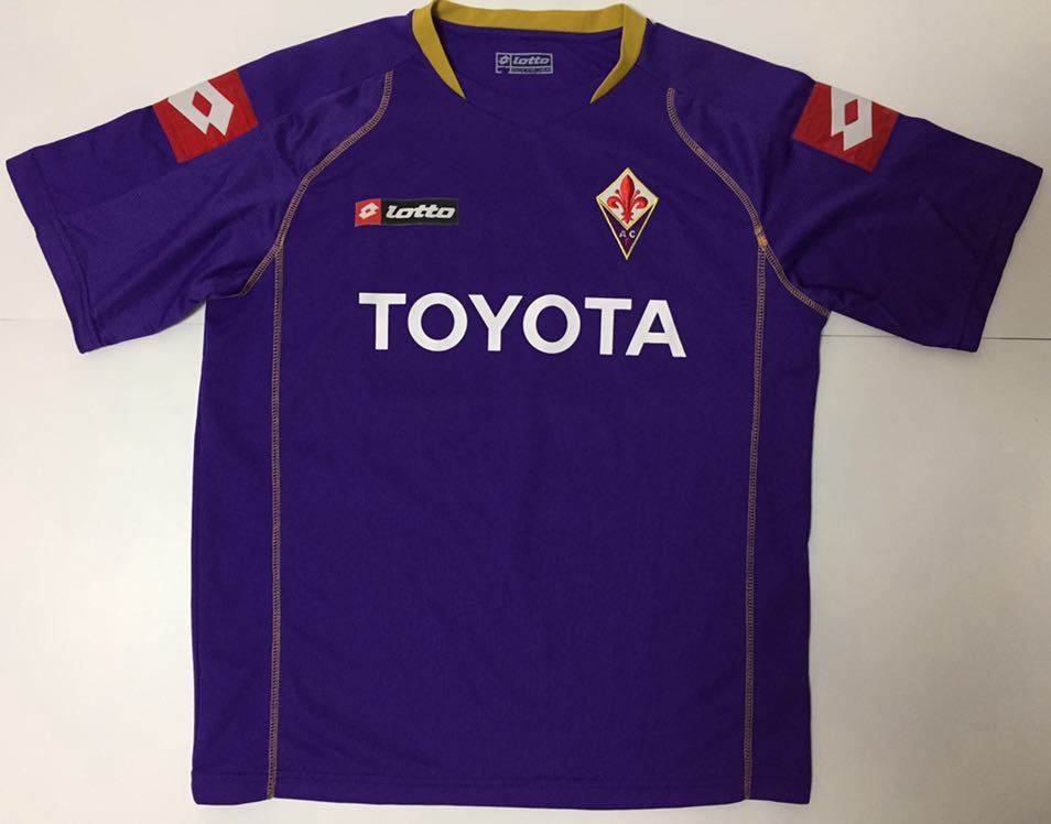 希少 08-09 LOTTO FIORENTINA フィオレンティーナ ホーム サッカー ユニフォーム TOYOTA パープル size M セリエA_画像3