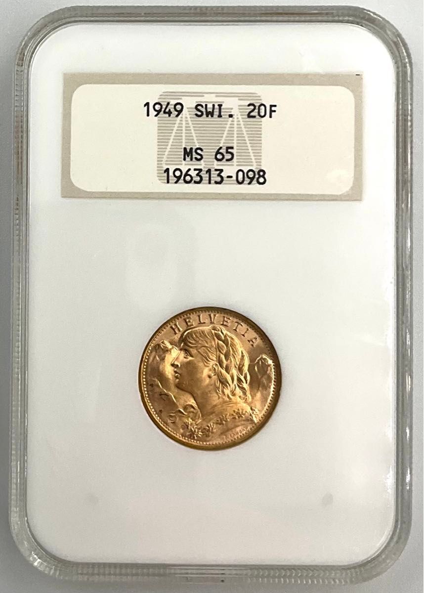 美品 1949 B スイス ヘルヴェティア 20フラン 金貨 アルプスの 美品 1949 B スイス ヘルヴェティア 20フラン 金貨 アルプスの