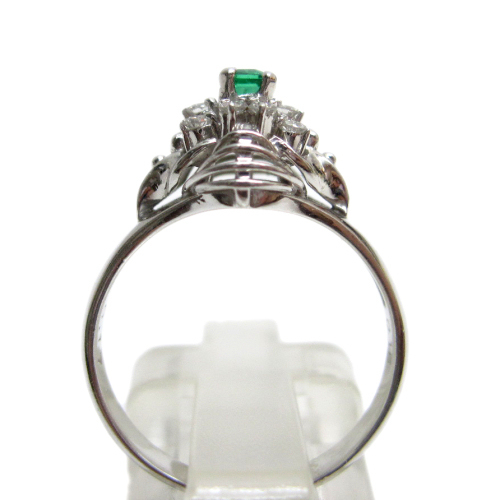 **[ free shipping ] emerald | diamond platinum ring **