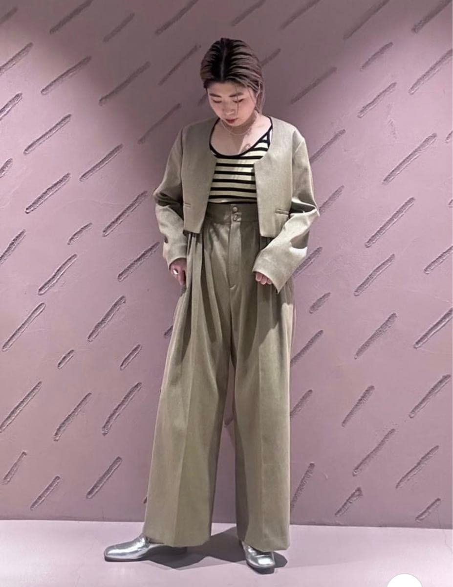 6(ROKU)>サスペンダー タックパンツ ダークグレー 34サイズ 6(ROKU)>サスペンダー タックパンツ ダークグレー 34サイズ
