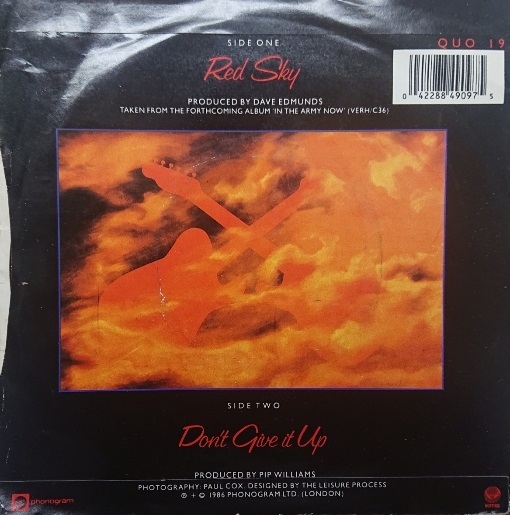 ☆STATUS QUO/RED SKY'1986UK VERTIGO 7INCH_画像2