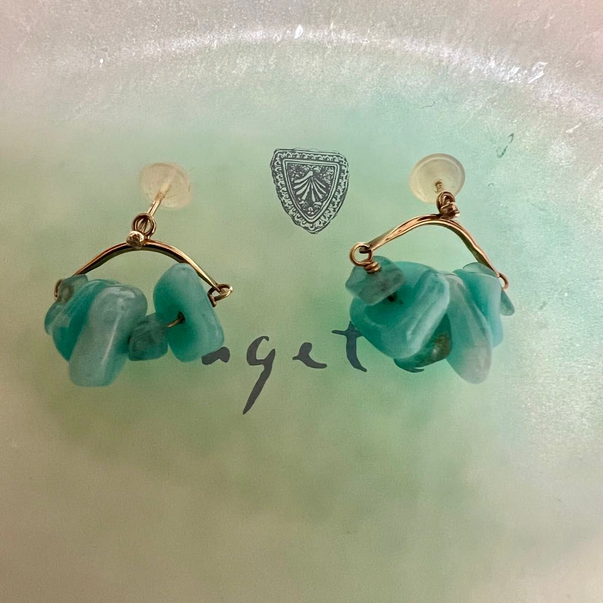 アガット ピアス ダイヤモンド付き