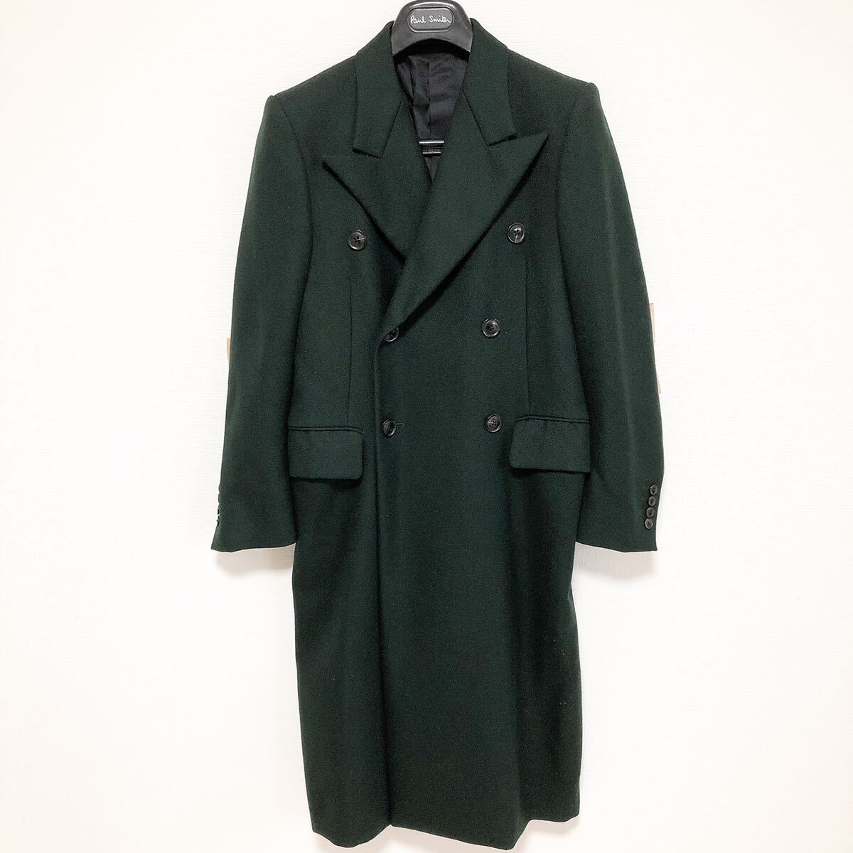 定価16 5万円 ポールスミス チェスターコート 無地 グリーン系 S 定価16 5万円 ポールスミス チェスターコート 無地 グリーン系 S