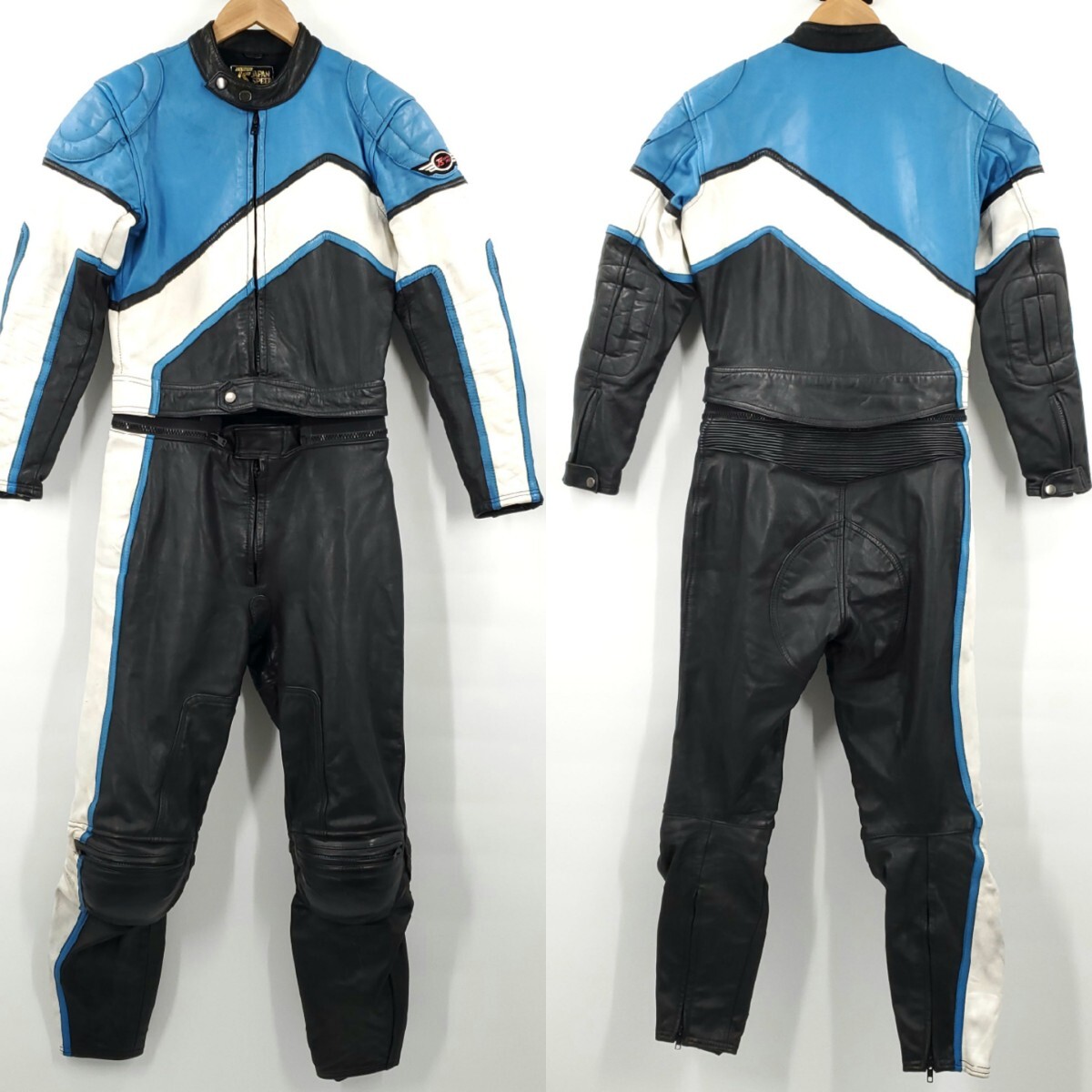 日本製 JAPAN SPEED L レザーレーシングスーツ黒青白メンズ本皮 日本製 JAPAN SPEED L レザーレーシングスーツ黒青白メンズ本皮