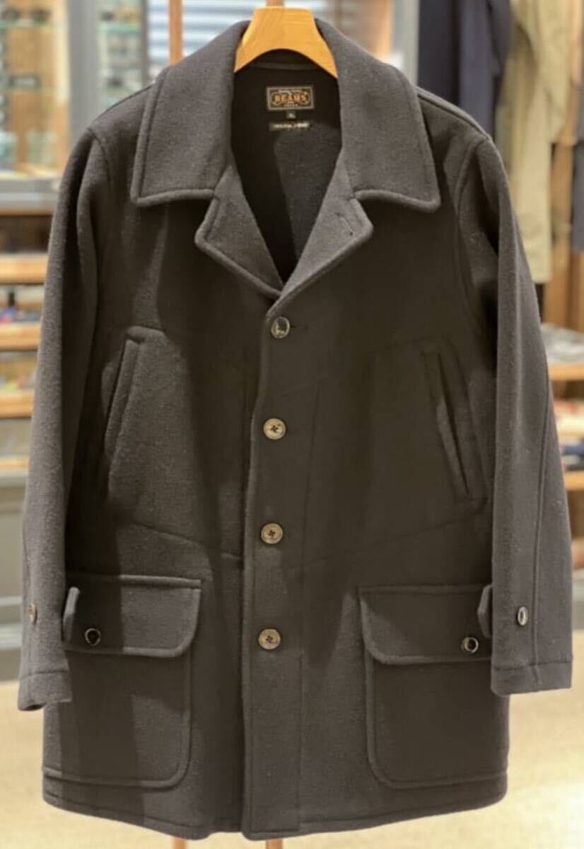 尾州産 ヘビーメルトン使用 ハンティング ジャケット BEAMS PLUS NAVY Lサイズ 未使用品 _画像1