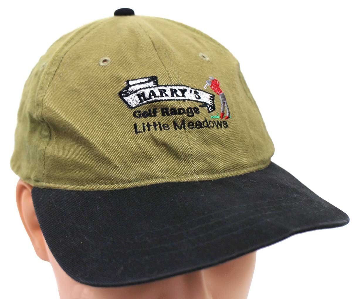 ★HARRY'S Golf Range Little Meadows ゴルフ 刺繍 ツートン 切り替え コットンキャップ オリーブ×黒★オールド スポーツ