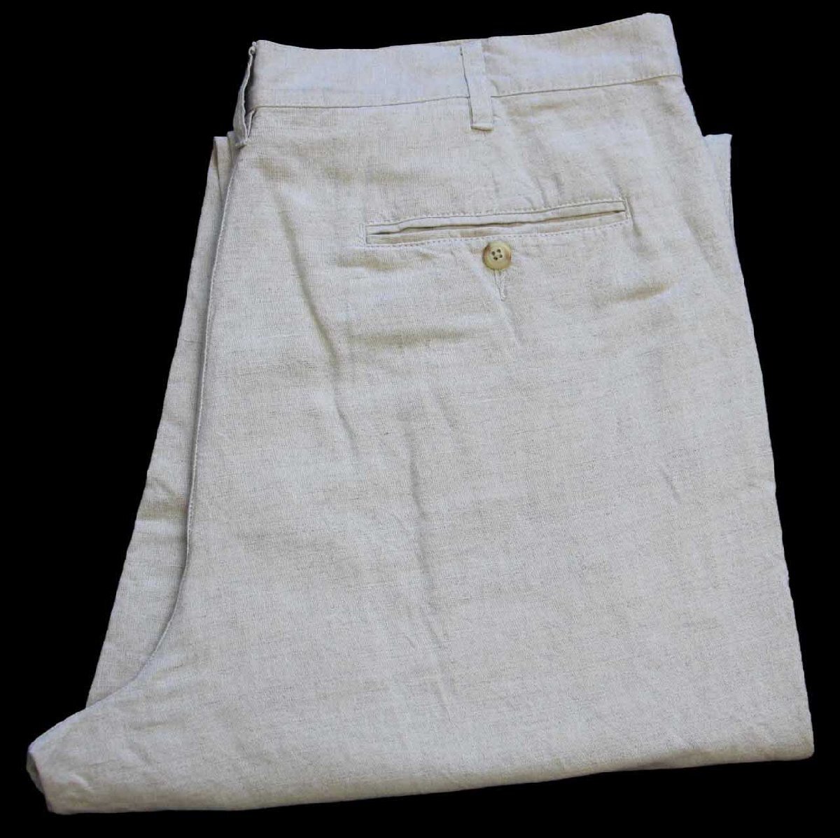 ★90s EddieBauerエディーバウアー ツータック スラックス リネン×コットンパンツ ベージュ w38 L30★オールド トラウザーズ アウトドア