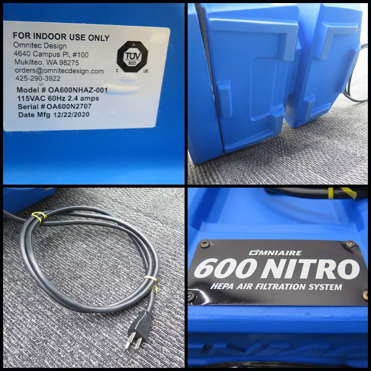 △美品 OMNITEC CleanAir ブロワー OA600NHAZ-001 115V 60Hz △美品 OMNITEC CleanAir ブロワー OA600NHAZ-001 115V 60Hz