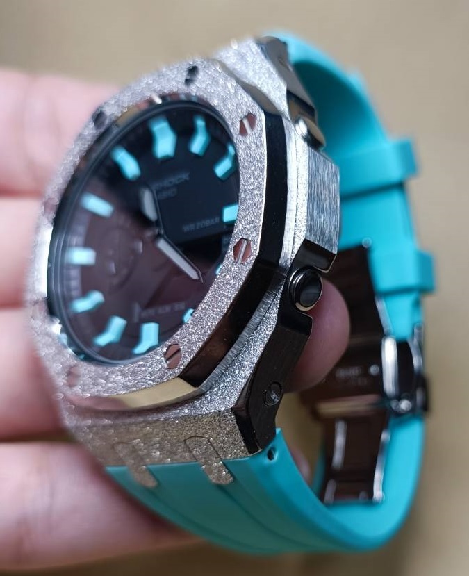 f Lost серебряный TB GA2100 GA2110 GAB2100 GA-2100 Casio -k нержавеющая сталь custom металл кейс GSHOCK G амортизаторы G-SHOCKji- амортизаторы 