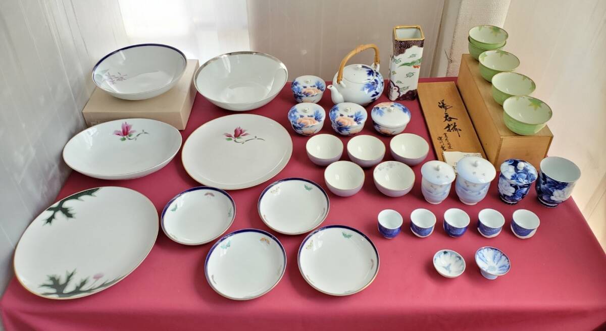 1円～ 深川製磁 大量 まとめ 36点 大皿 鉢 取り皿 花瓶 湯呑み 急須 茶器 蓋付き お猪口 和食器 洋食器 引取可
