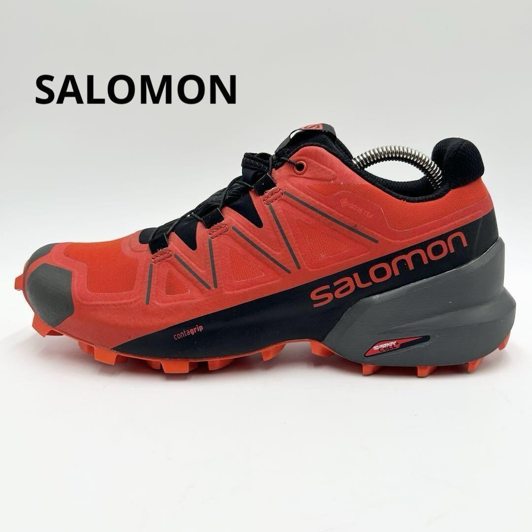 1円 【美品】 SALOMON サロモン スピードクロス5 ゴアテックス メンズ スニーカー シューズ 靴 トレイル ランニングシューズ オレンジ 26.5