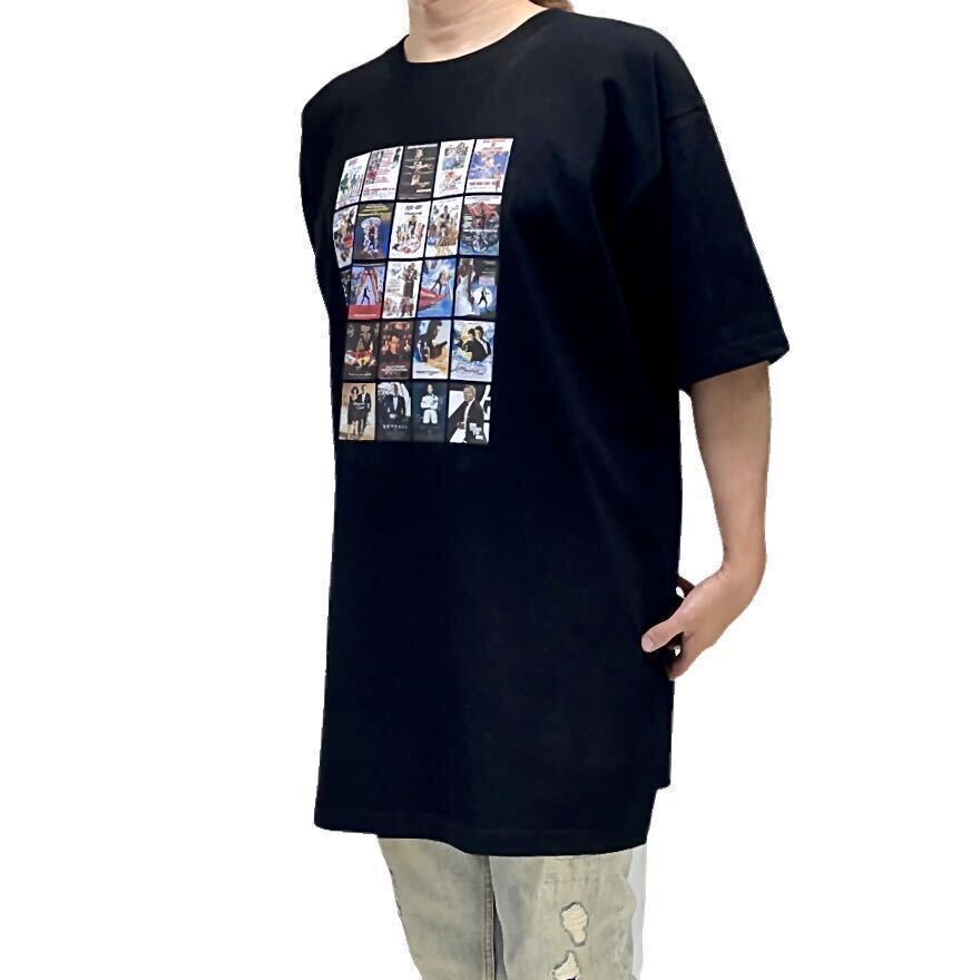 新品 007 歴代タイトル ポスター ジェームズボンド ショーンコネリー ダニエルクレイグ スパイ映画 ビッグ Tシャツ オーバーサイズ XXL(3L)
