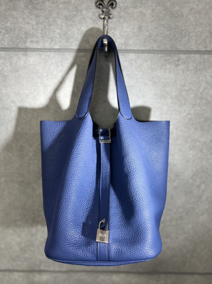 HERMES エルメス ピコタンロックGM ブルーアガット ハンドバッグ 