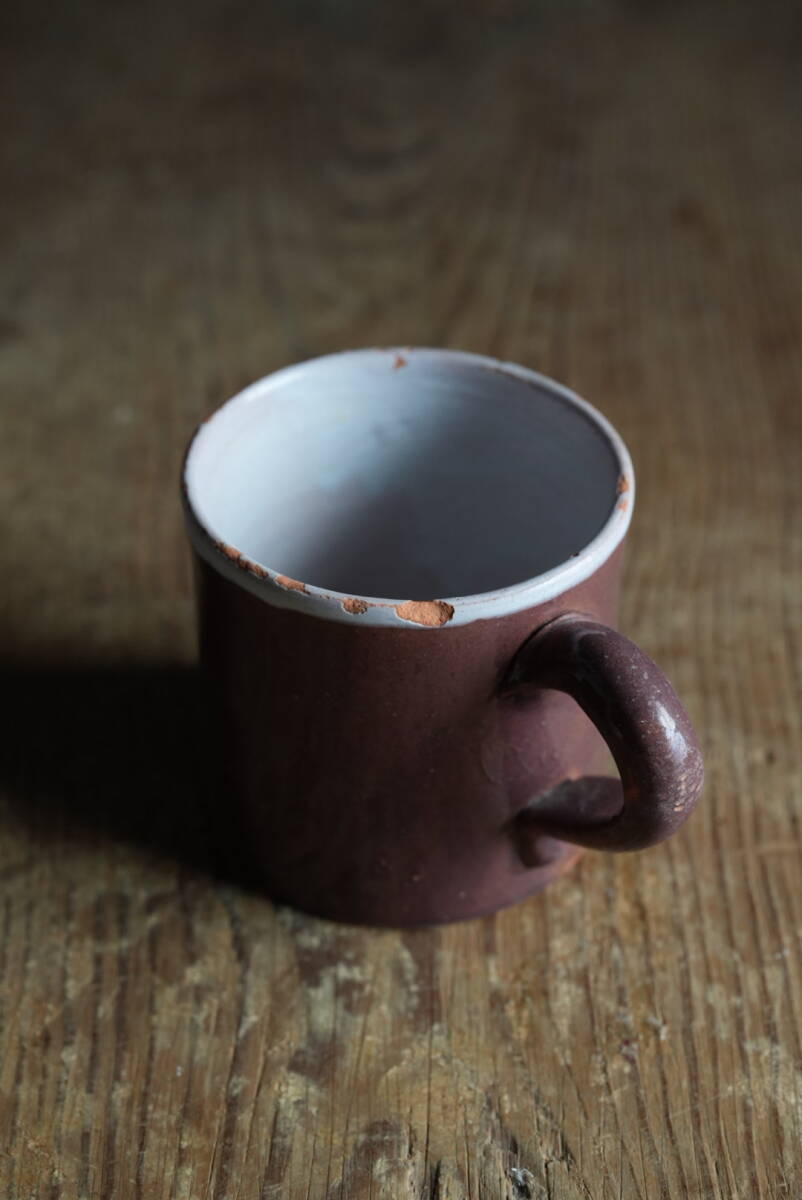 古いCul Noir キュノワール 無地 マグカップ / 1800年代(19世紀(jì))?フランス / アンティーク 古道具 民陶 I