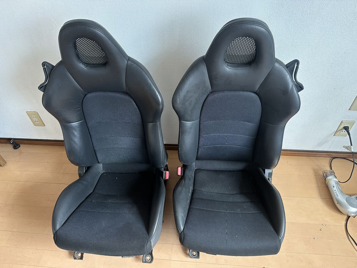 美品 S2000 シート フロントシート 左右セット 運転席 助手席 ハーフレザー ロードスター 流用等に ブラック 黒 レザー