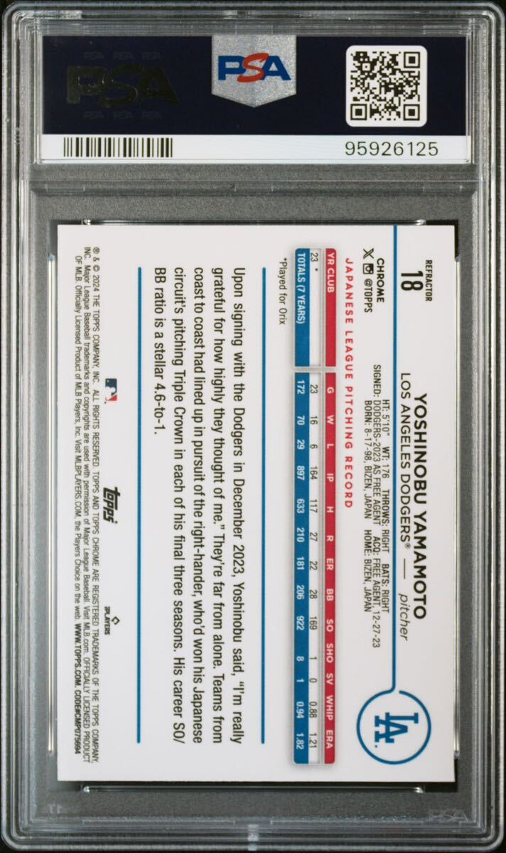 山本由伸 2024 TOPPS CHROME REFRACTOR #18 RC ルーキーカード 山本由伸 2024 TOPPS CHROME REFRACTOR #18 RC ルーキーカード