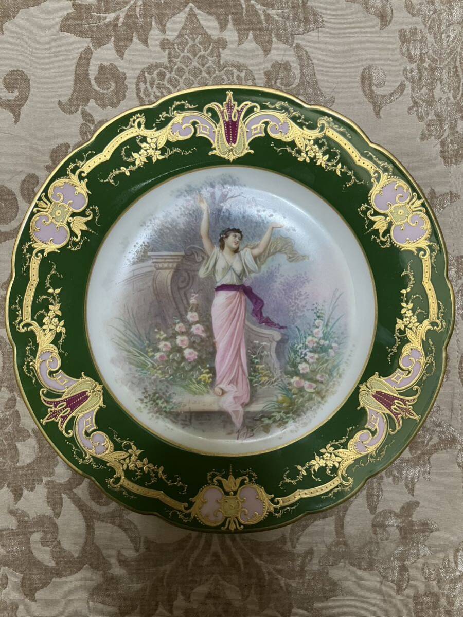 激安正規  アンティーク プレート セーブルスタイル 洋食器 飾皿 絵皿 アンティーク雑貨