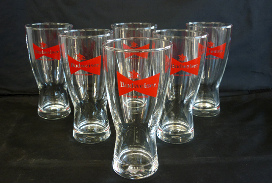 未使用品 Budweiser ビアグラス ビールグラス 6点セット ビアタンブラー 酒器 バドワイザー ガラス製