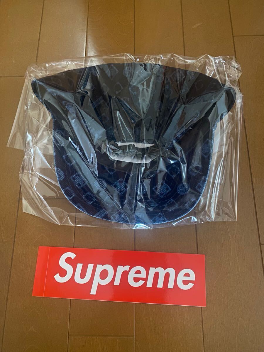 即決 24fw SUPREME Flocked Denim Camp Cap BLUE WEEK 5 即決 24fw SUPREME Flocked Denim Camp Cap BLUE WEEK 5