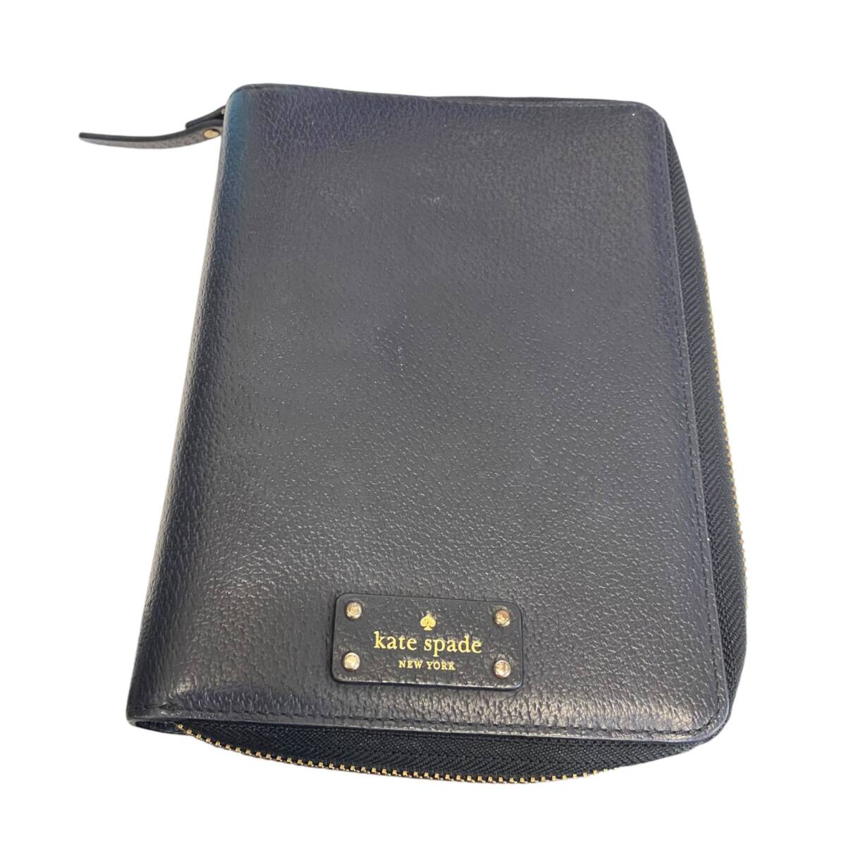 【中古品】kate spade ケイトスペード 手帳 ブラック ジップ式手帳カバー レディース小物 カバーのみ 中身なし kyL10921RO
