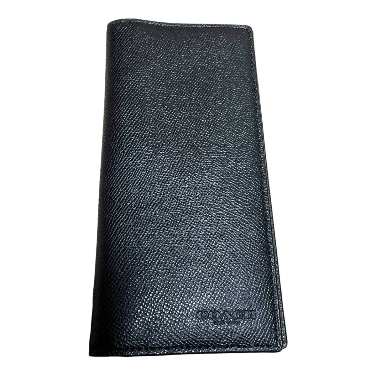 ◆中古品◆ COACH コーチ レザー 二つ折り 長財布 多収納ポケット 札入れ 小銭入れ カード入れ 黒色 メンズ V72294NA