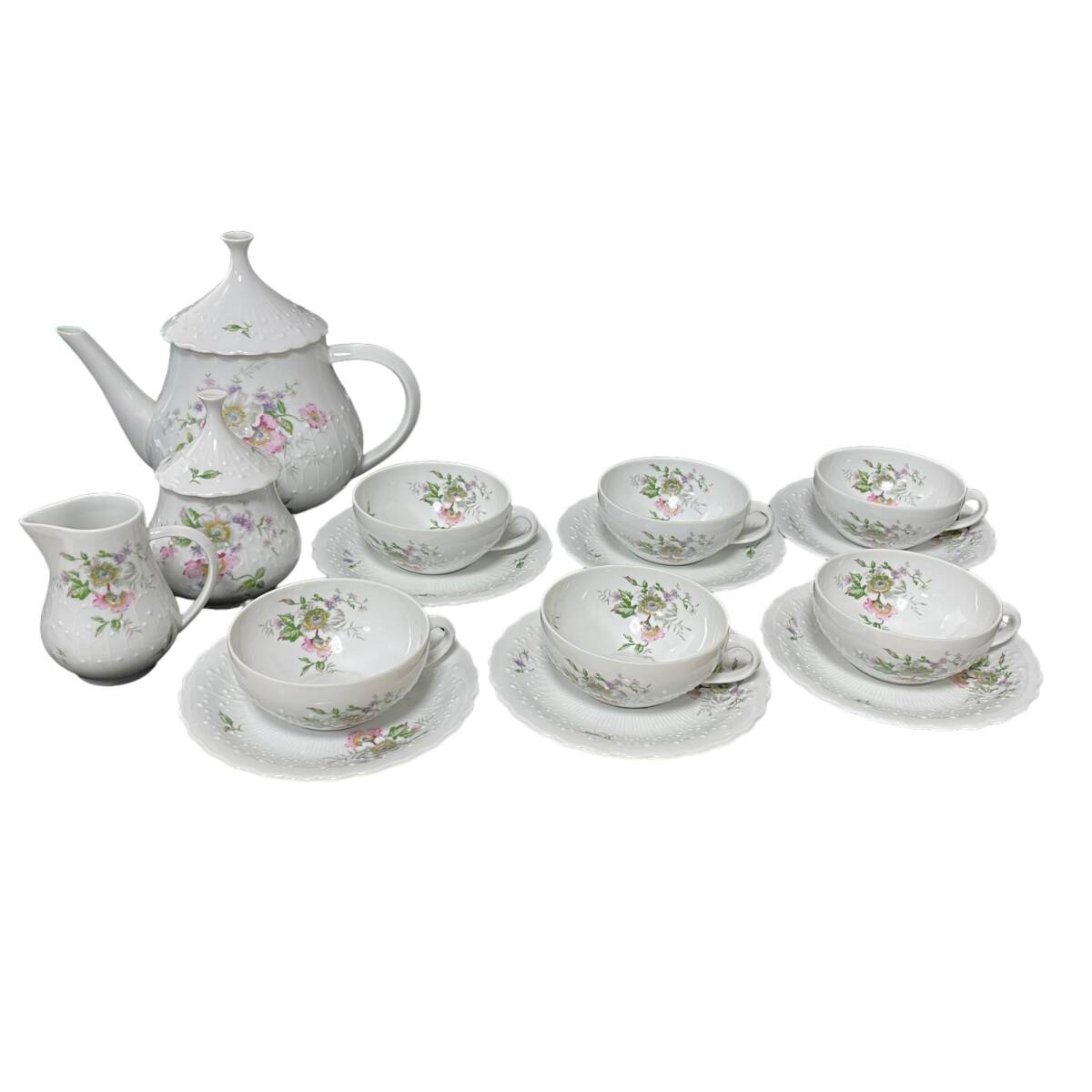 ◆中古品◆ リモージュ ジョルジュボワイエ エグラン ティーセット カップ＆ソーサー ポット シュガーポット クリーマー kyV11054N