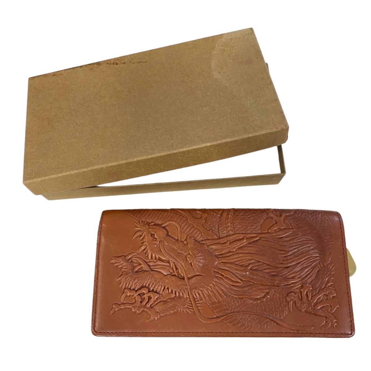 【中古品】龍柄 レザー 長財布 小銭入れあり メンズ財布 箱あり L9-509RK