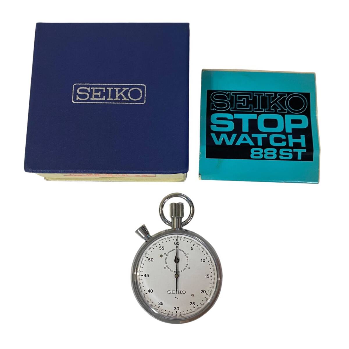 【中古品】 SEIKO セイコー 88-5011 ストップウォッチ 動作確認済 シルバー ホワイト 箱あり L69075RE