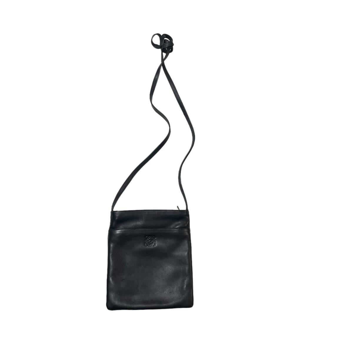 ◆中古品◆LOEWE ロエベ レザーショルダーバッグ ミニバッグ ポシェット サコッシュ ブラック アナグラムロゴ ナッパ レザー 本革 V72221ND