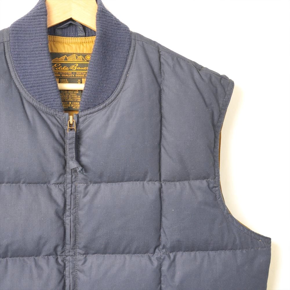80s90s ビンテージ EDDIE BAUER エディバウアー 黒タグ ダウンベスト ネイビー M