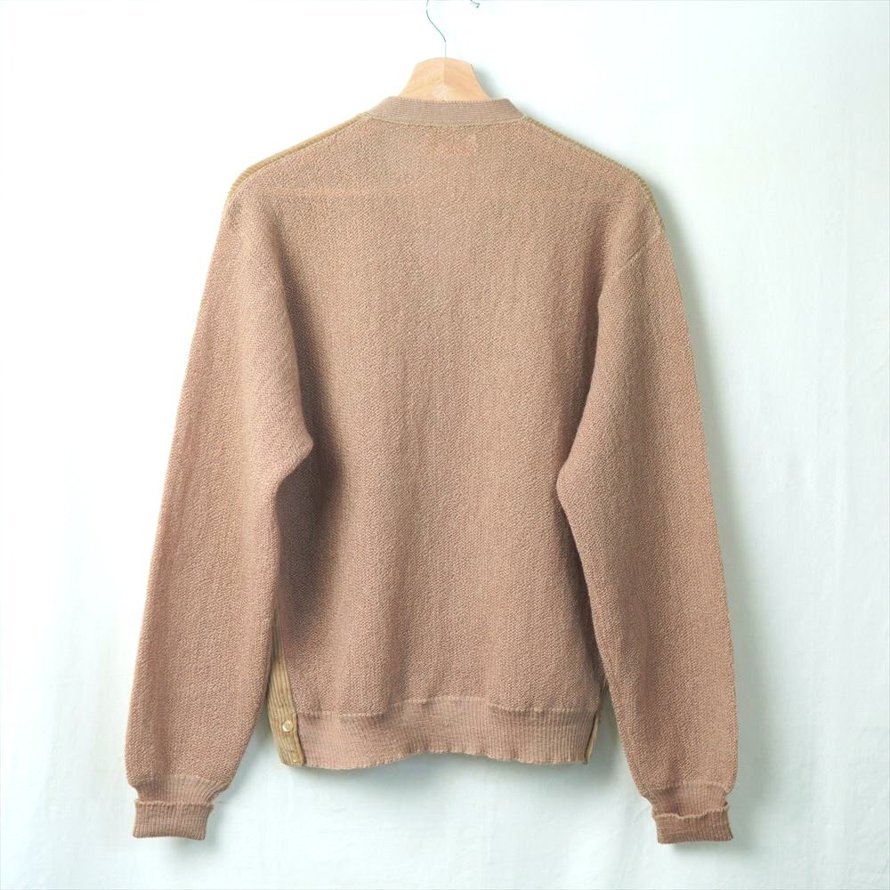 50s60s Vintage glasgo вельвет альпака вязаный комбинированный кардиган бежевый L