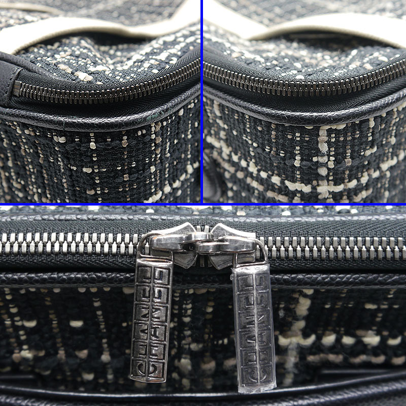 シャネル CHANEL キャリーバッグ ツイード 黒 ブラック キャリーバッグ スーツケース 旅行
