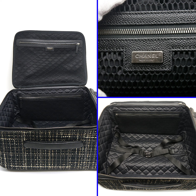 シャネル CHANEL キャリーバッグ ツイード 黒 ブラック キャリーバッグ スーツケース 旅行