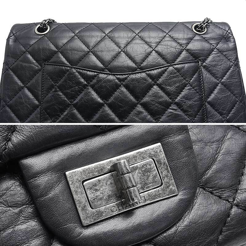  Chanel CHANEL 2.55 цепь сумка на плечо чёрный черный машина fs gold серебряный металлические принадлежности 