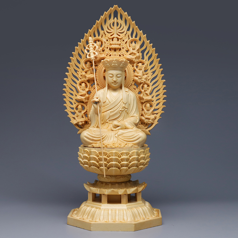 地蔵菩薩像 匠人手作り 檜木 仏像 手工 彫刻 高級 インテリア 木彫 置物