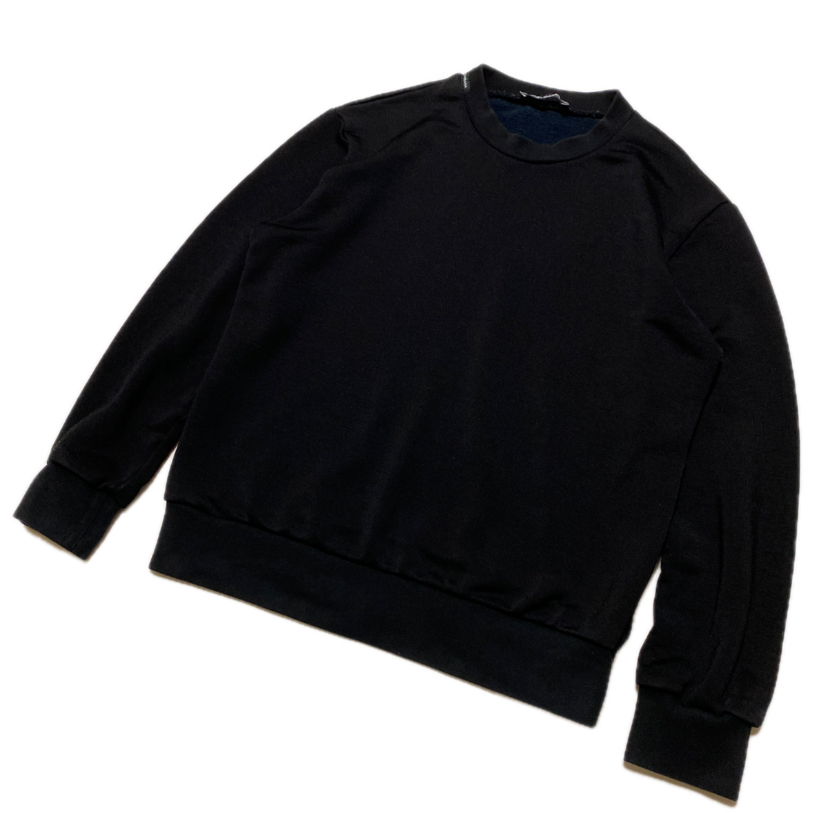 定番のロングセラー DOLCE&GABBANA 秋冬 ストレッチ コットンジャージー 無地 黒 クルーネック ロゴチケット スウェットトレーナー
