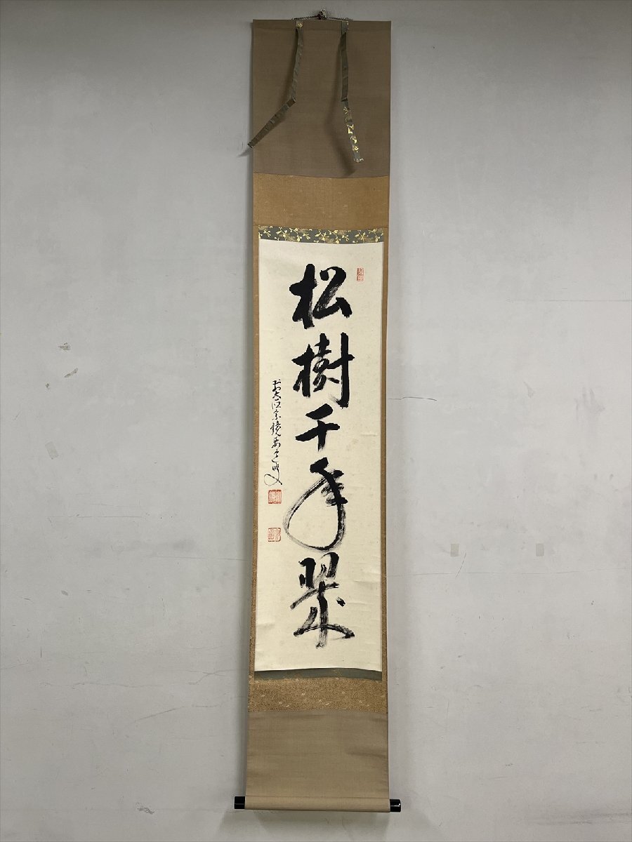 千寿】大徳寺派 宗鏡寺 雪尾要道 松樹千年翠 自筆 一行 千寿】大徳寺派 宗鏡寺 雪尾要道 松樹千年翠 自筆 一行