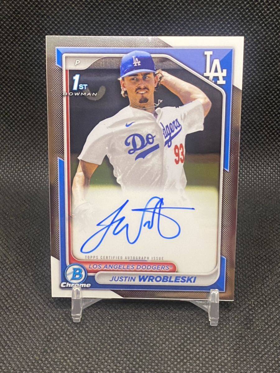 2024 Bowman Justin Wrobleski #CPA-JWR Chrome 1st Auto Dodgers プロスペクトランキング6位