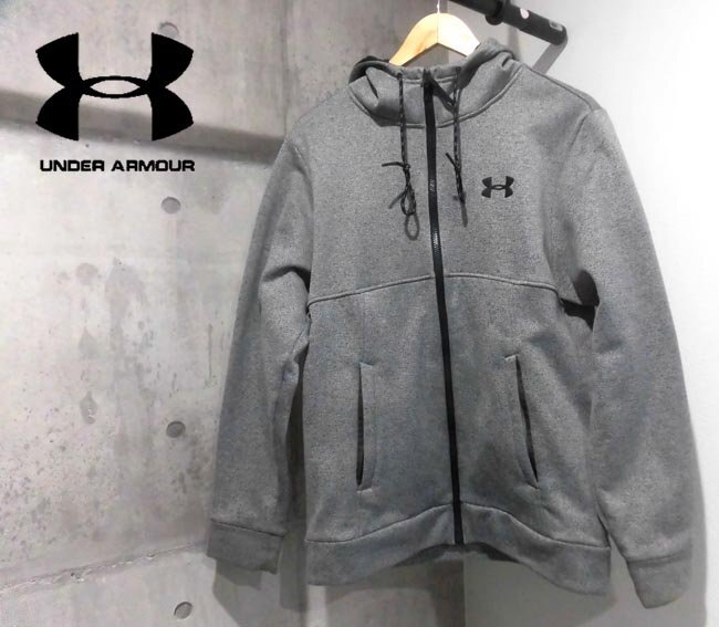 UNDER ARMOUR アンダーアーマー UA AF FULL ZIP HOODIE ストーム(撥水) スウェット フルジップ パーカー M/ZIPフーディ/灰/メンズ/1299128