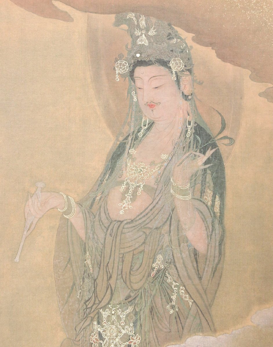 巧芸 重要文化財 狩野芳崖筆 悲母観音 絹本軸装 共箱 昭和