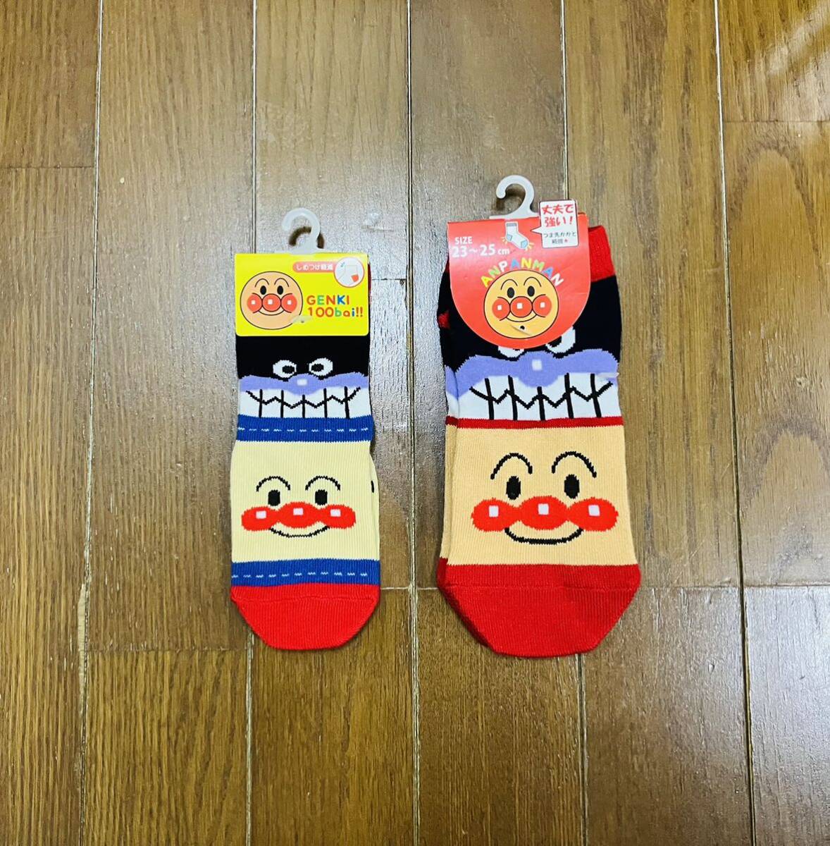 新品タグ付☆アンパンマン&ばいきんまん☆靴下☆2足セット☆親子お揃い☆12cm13cm14cm15cm23cm24cm25cm☆リンクコーデ