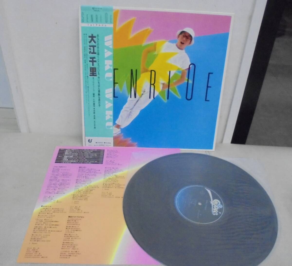 大江千里/WAKU WAKU(LP,帯付,28?3H-86)大村憲司プロデュース?松武秀樹?中村哲?青山純?林立夫?后藤次利?富倉(cāng)安生