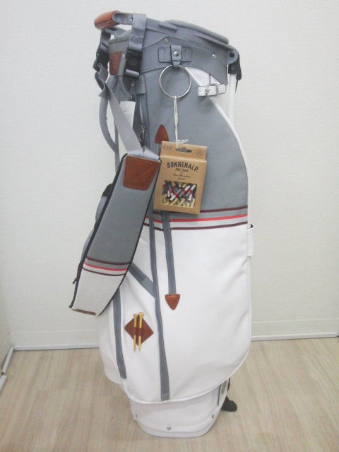 新品未使用！日本未発売モデル！Sun Mountain Mid-Stripe Single Strap Stand Bag (White/Cadet/Brick)