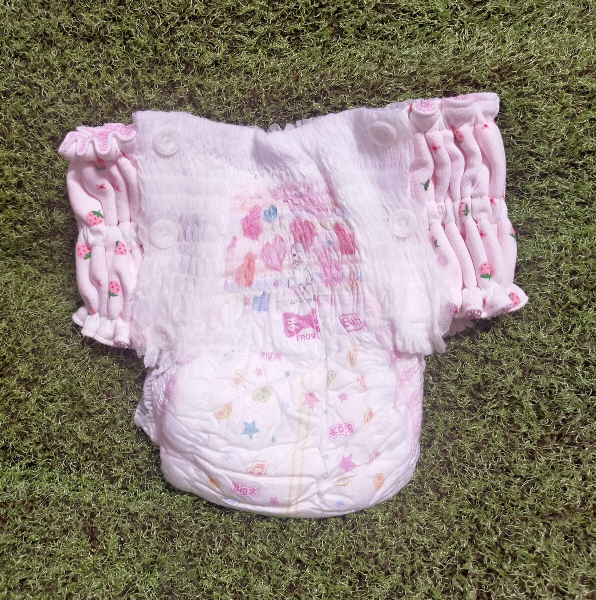 繰り返し使える 洗える 紙おむつ 拡張 アタッチメント パンツ いちご小花 