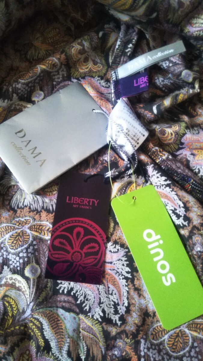 未使用★タグ付★ディノス★DAMAcollection★リバティ社★ペイズリーコーラル★タックブラウス★M〜L_画像8