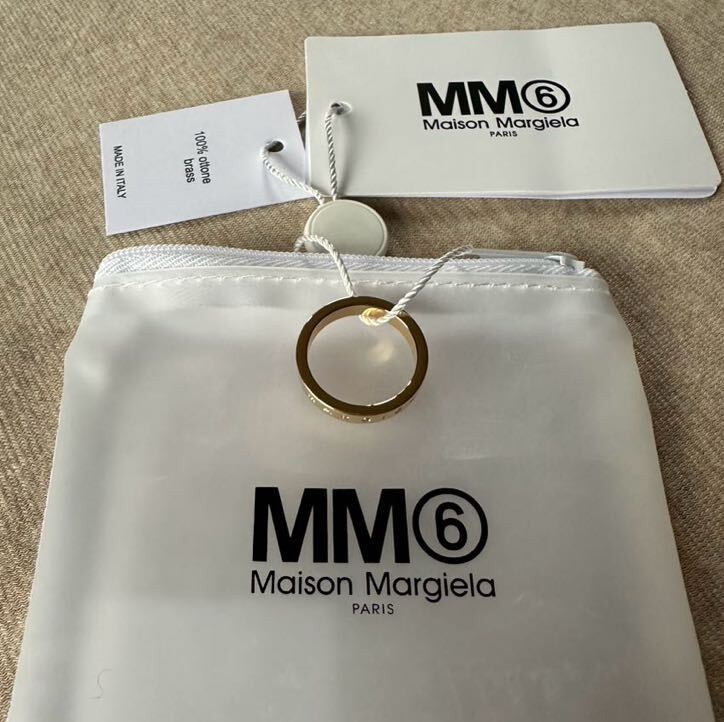 Maison Margiela MM6 ブランドロゴ リング イエローゴールド 5新品 メゾンマルジェラ MM6 ブランドロゴ リング イエロー