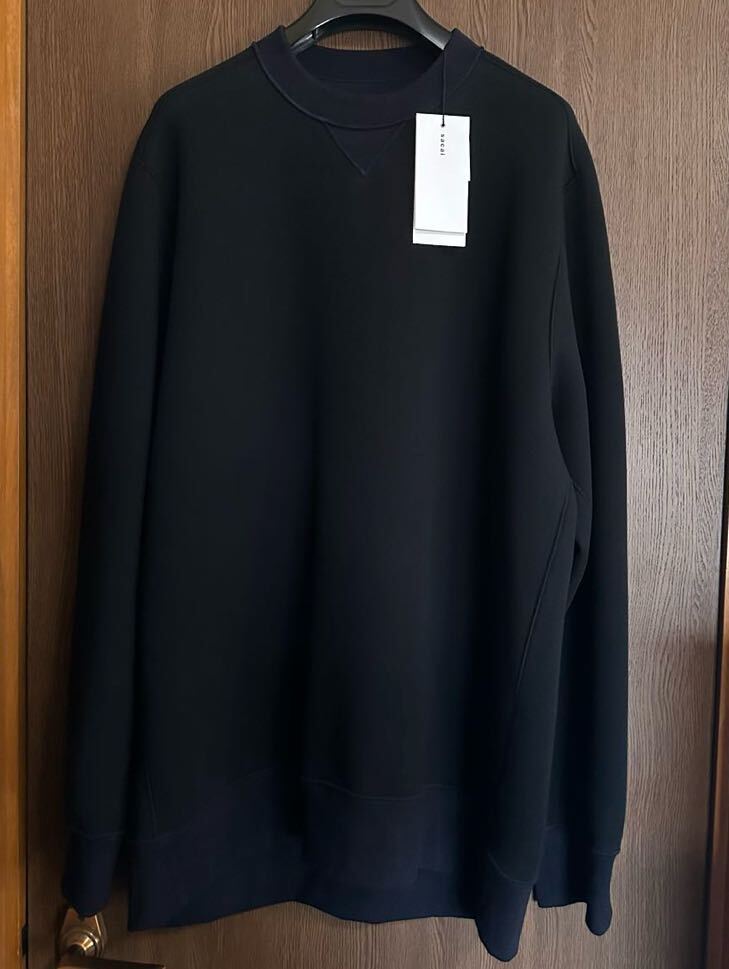 【関税・送料込】sacai AW24 スウェットシャツスタイル ボンバー 黒4新品 sacai メンズ 切り替え スポンジ スウェット シャツ